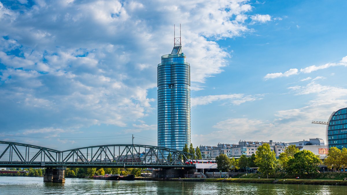 Millennium Tower and Millennium City on the Danube in Vienna